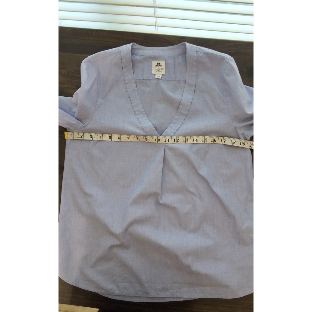 J Crew Thomas Mason Blue V Neck Tunic Shirt Womens Size‎ 10 - Picture 5 of 9